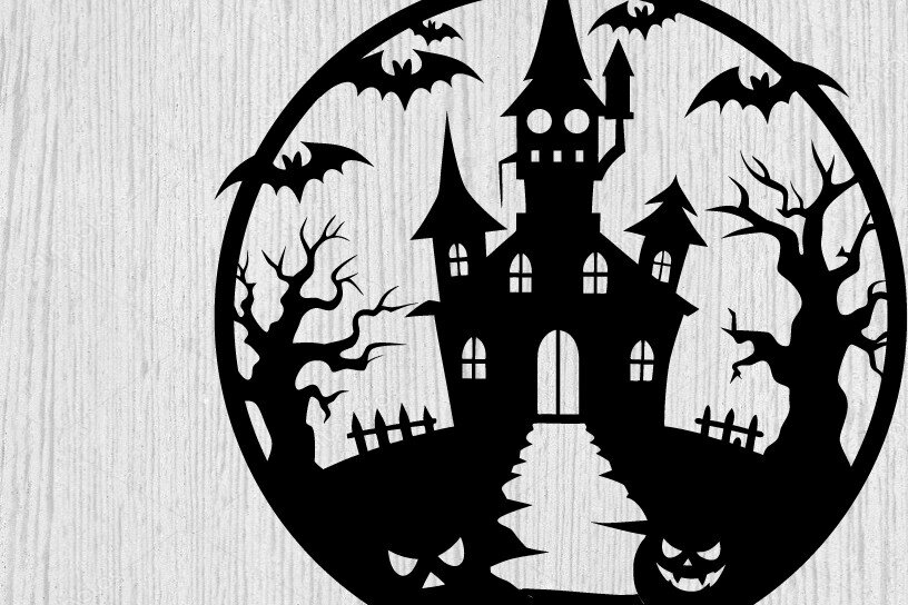 Intra απο ξύλο plywood 3mm-4mm πάχος -  με λέιζερ μεταλλικού τοίχου Halloween Δίασταση 40x50 cm INTRAFABR-101051583