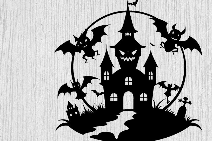 Intra απο ξύλο plywood 3mm-4mm πάχος -  με λέιζερ μεταλλικού τοίχου Halloween Δίασταση 40x50 cm INTRAFABR-101051615