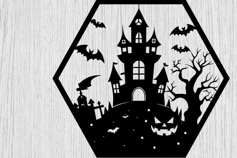 Intra απο ξύλο plywood 3mm-4mm πάχος -  με λέιζερ μεταλλικού τοίχου Halloween Δίασταση 40x50 cm INTRAFABR-101051653