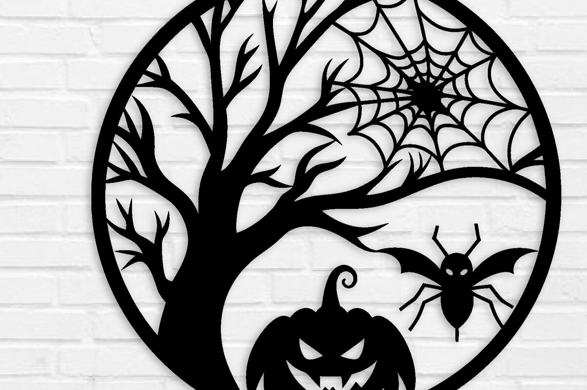 Intra απο ξύλο plywood 3mm-4mm πάχος -  με λέιζερ μεταλλικού τοίχου Halloween Δίασταση 40x50 cm INTRAFABR-102749027