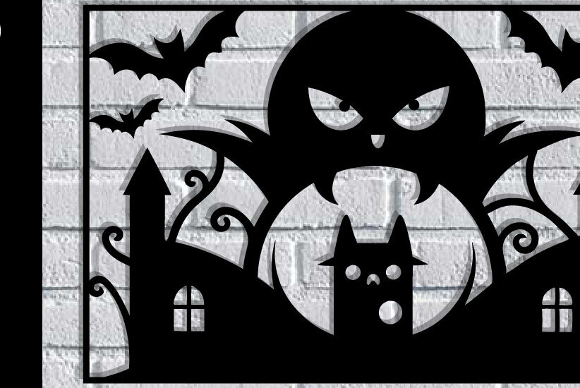 Intra απο ξύλο plywood 3mm-4mm πάχος -  με λέιζερ μεταλλικού τοίχου Halloween Δίασταση 40x50 cm INTRAFABR-116092257