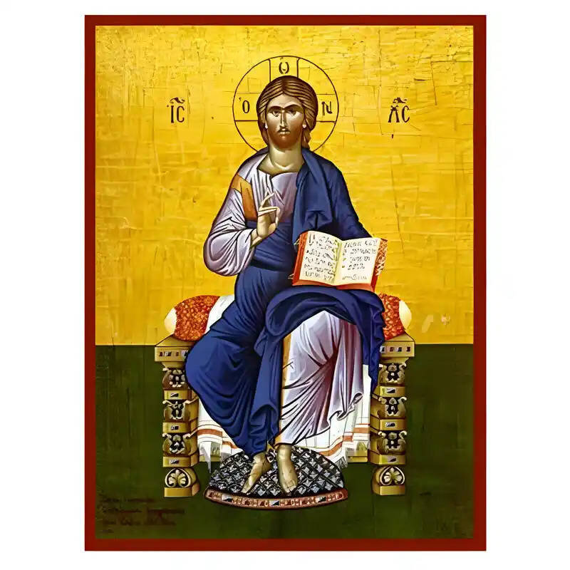 Σετ των 2 Εικόνα Ορθοδοξίας με περίγραμμα χρυσό σε ξύλο Φλαμουρίας  με  βάση Εικόνα Χριστός Ευλογών Χειροποίητη Ελληνορθόδοξη , Κρεμαστή πλάκα βυζαντινής τέχνης, χριστιανική τέχνη Διάσταση 10x7 cm (3,9 x 2,8 ίντσες) INTRAEK-670769