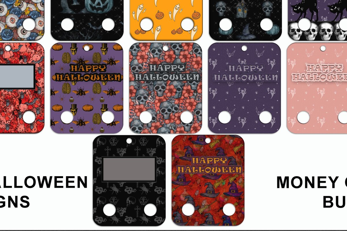 Σετ των 2 Intra απο ξύλο plywood 3mm-4mm πάχος - Πακέτο καρτών χρημάτων για το Halloween Δίασταση 15x15 cm INTRAFABR-32897858