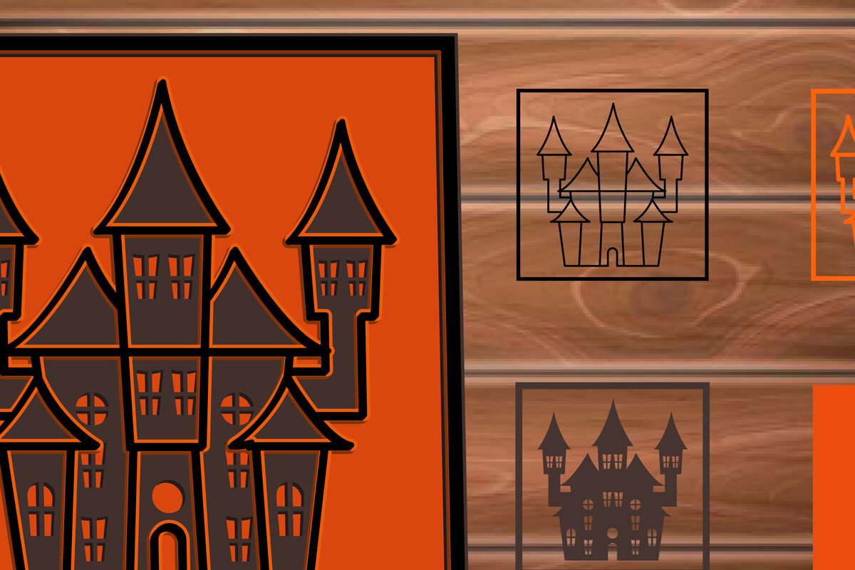 Σετ των 2 Intra απο ξύλο plywood 3mm-4mm πάχος - Αποκριάτικο  περικοπής πολλαπλών επιπέδων πλαισίου  Δίασταση 20x20 cm INTRAFABR-14554661