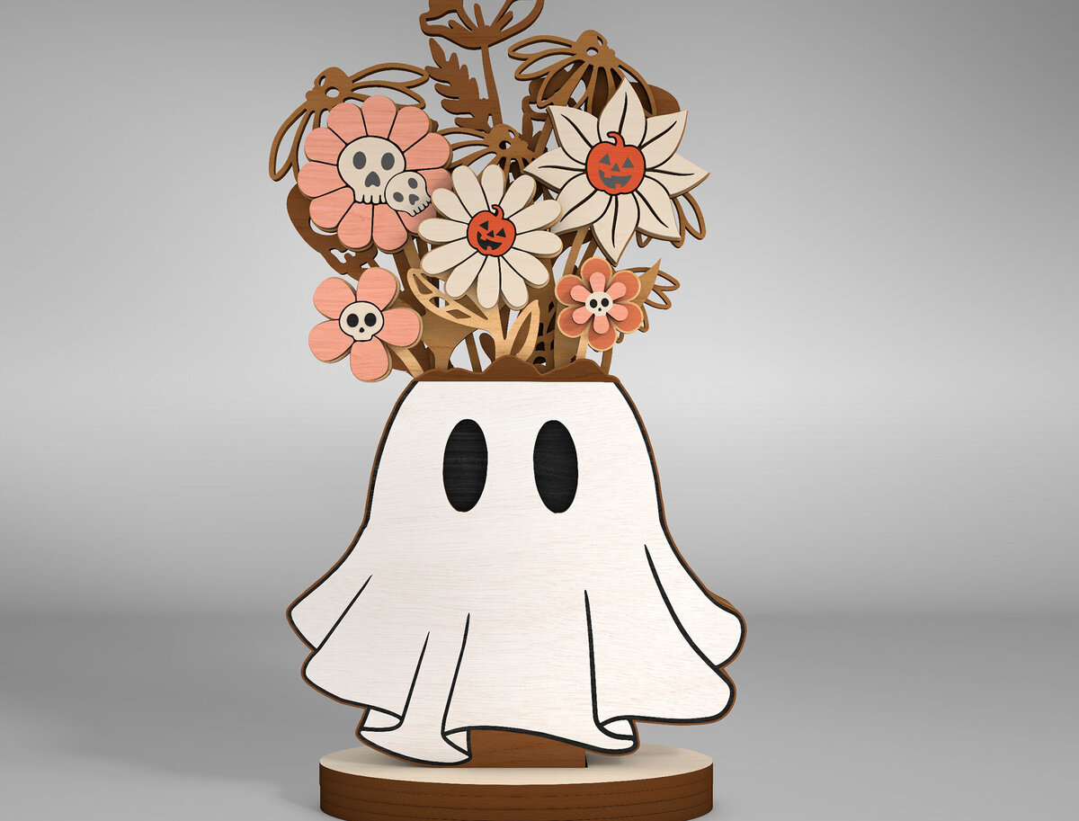 Σετ των 2 Intra απο ξύλο plywood 3mm-4mm πάχος - Επιτραπέζιο πολυστρωματικό Halloween Cut Laser  Δίασταση 15x15 cm INTRAFABR-110248479