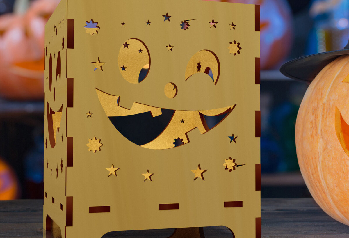 Σετ των 3 Intra απο ξύλο plywood 3mm-4mm πάχος - Halloween Night Lantern Cut Laser  03 Δίασταση 4x4 cm INTRAFABR-78854254