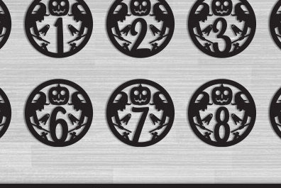 Σετ των 2 Intra απο ξύλο plywood 3mm-4mm πάχος - Σχέδιο  με λέιζερ αποκριάτικων αριθμών Δίασταση 15x15 cm INTRAFABR-76934132