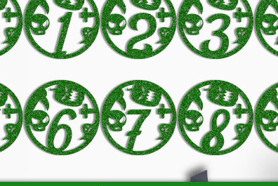 Σετ των 2 Intra απο ξύλο plywood 3mm-4mm πάχος - Σχέδιο  με λέιζερ αποκριάτικων αριθμών Δίασταση 15x15 cm INTRAFABR-76934121