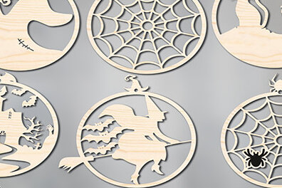 Σετ των 3 Intra απο ξύλο plywood 3mm-4mm πάχος - Αποκριάτικο στολίδι  για  Δίασταση 6x6 cm INTRAFABR-18422770