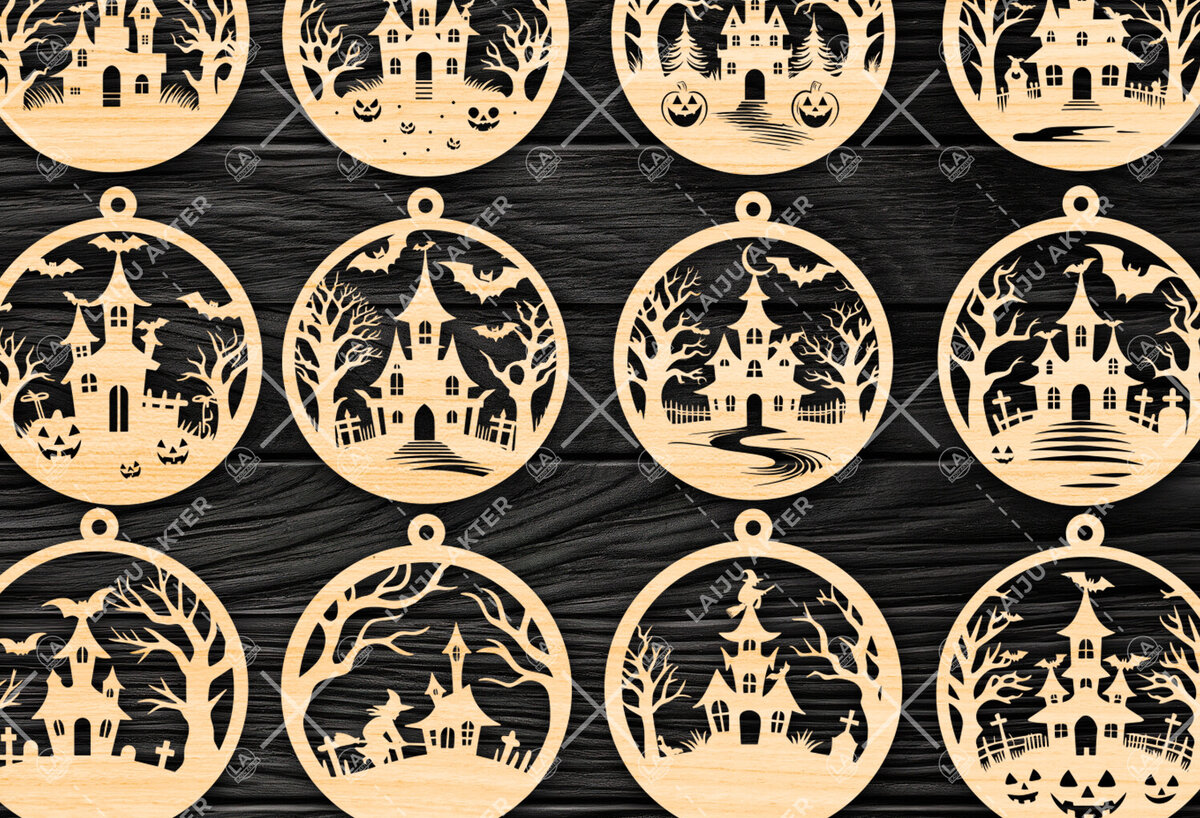 Σετ των 3 Intra απο ξύλο plywood 3mm-4mm πάχος - Πακέτο υ περικοπής  για αποκριάτικα στολίδια Δίασταση 6x6 cm INTRAFABR-106384429