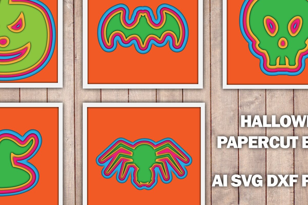 Σετ των 2 Intra απο ξύλο plywood 3mm-4mm πάχος - Πακέτο Halloween Papercut/Laser Cut  Δίασταση 15x15 cm INTRAFABR-38436186