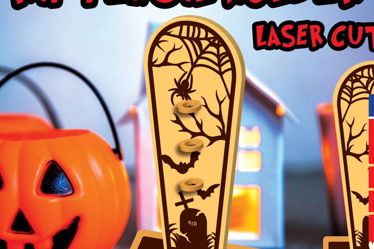 Σετ των 2 Intra απο ξύλο plywood 3mm-4mm πάχος - Μολυβοθήκη Halloween Δίασταση 15x15 cm INTRAFABR-104372962