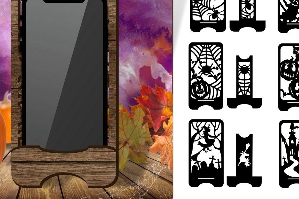 Σετ των 3 Intra απο ξύλο plywood 3mm-4mm πάχος - Αρχεία αποκοπής με λέιζερ για αποκριάτικες βάσεις τηλεφώνου Δίασταση 10x8 cm INTRAFABR-38599251