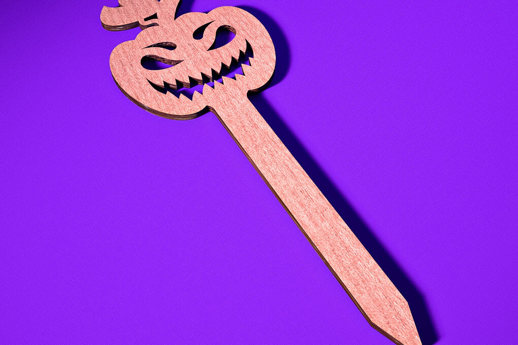 Σετ των 3 Intra απο ξύλο plywood 3mm-4mm πάχος - Halloween Plant Stakes Cut Laser  Δίασταση 15x15 cm INTRAFABR-73280389