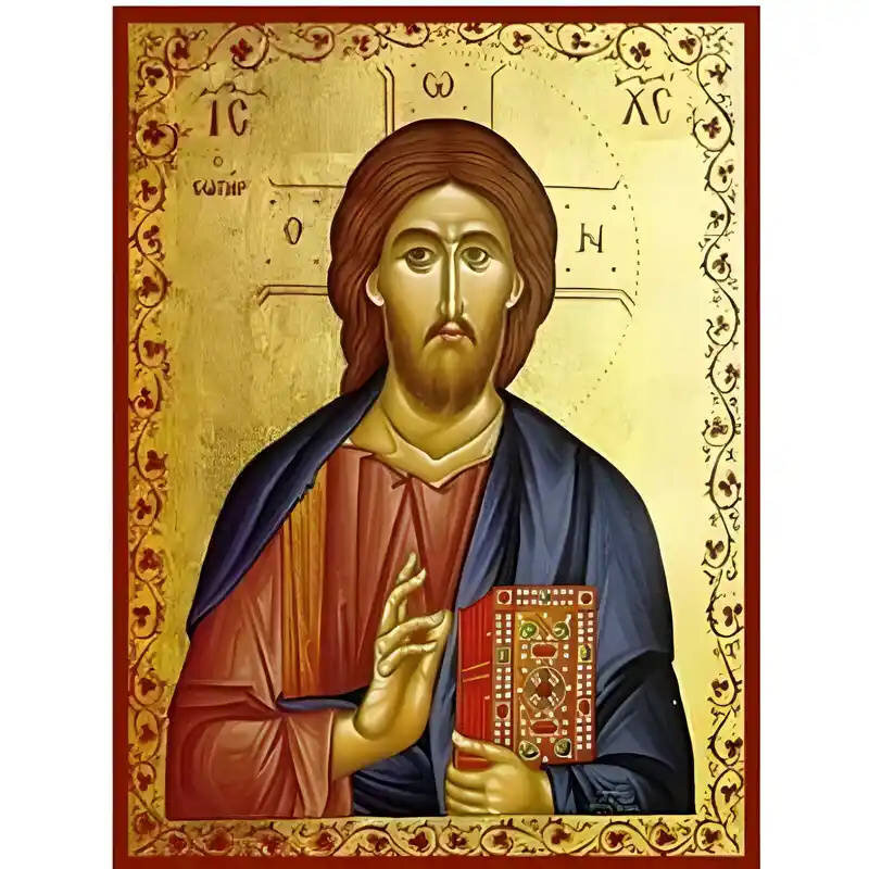 Σετ των 2 Εικόνα Ορθοδοξίας με περίγραμμα χρυσό σε ξύλο Φλαμουρίας  με  βάση Εικόνα Χριστός Ευλογών ο Σωτήρ Χειροποίητη Ελληνορθόδοξη , Κρεμαστή πλάκα βυζαντινής τέχνης, χριστιανική τέχνη Διάσταση 10x7 cm (3,9 x 2,8 ίντσες) INTRAEK-670768