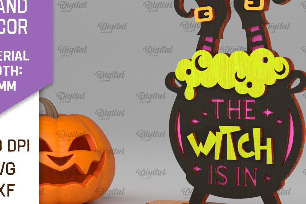 Σετ των 2 Intra απο ξύλο plywood 3mm-4mm πάχος - Halloween Potion Stand Διακόσμηση με λέιζερ Δίασταση 15x15 cm INTRAFABR-105333492