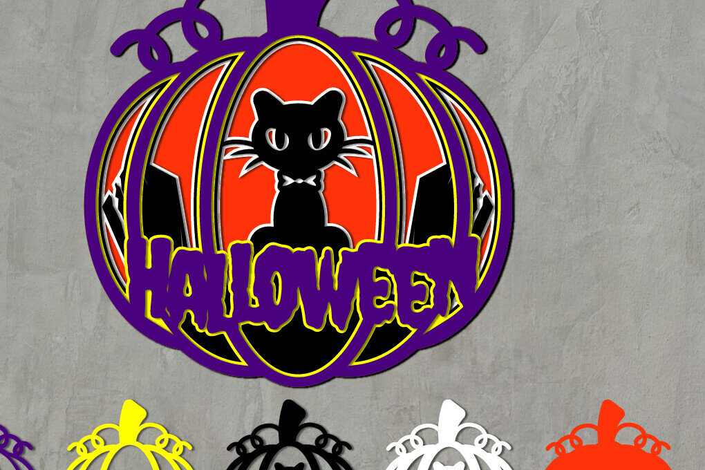 Σετ των 2 Intra απο ξύλο plywood 3mm-4mm πάχος - Halloween/Pumkin Layered 2 Δίασταση 15x15 cm INTRAFABR-77714493