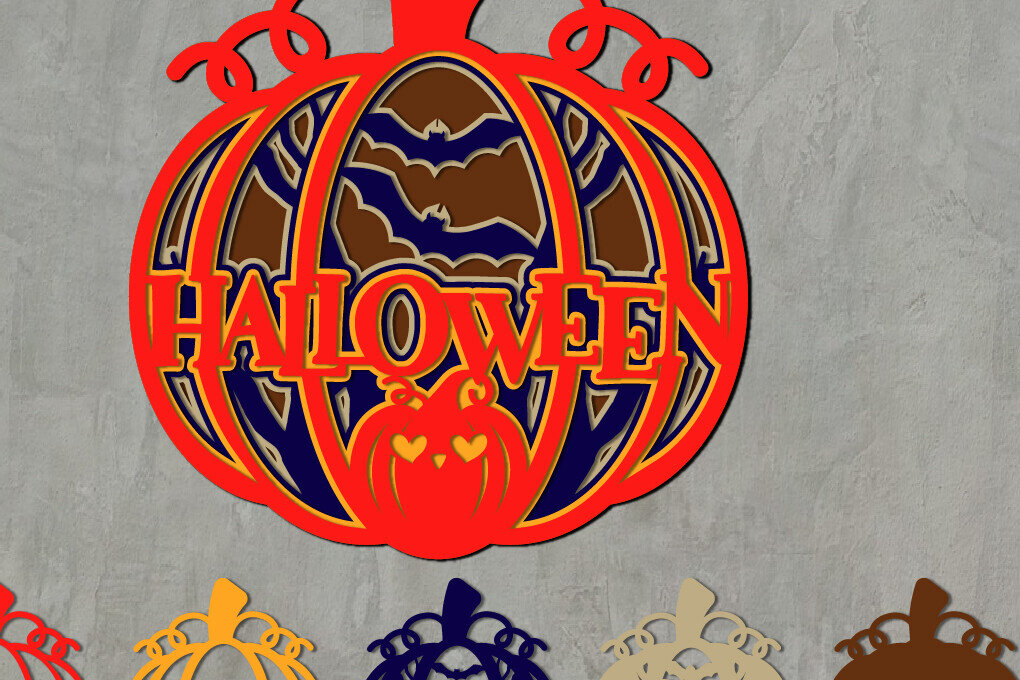 Σετ των 2 Intra απο ξύλο plywood 3mm-4mm πάχος - Halloween/Pumkin Layered 3 Δίασταση 15x15 cm INTRAFABR-78086622