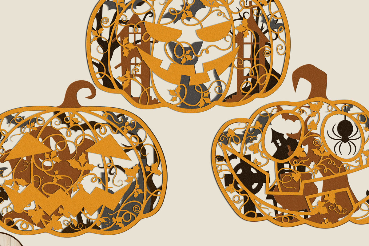 Σετ των 2 Intra απο ξύλο plywood 3mm-4mm πάχος - Πακέτο κολοκύθας Halloween  Δίασταση 19x12 cm INTRAFABR-14994293