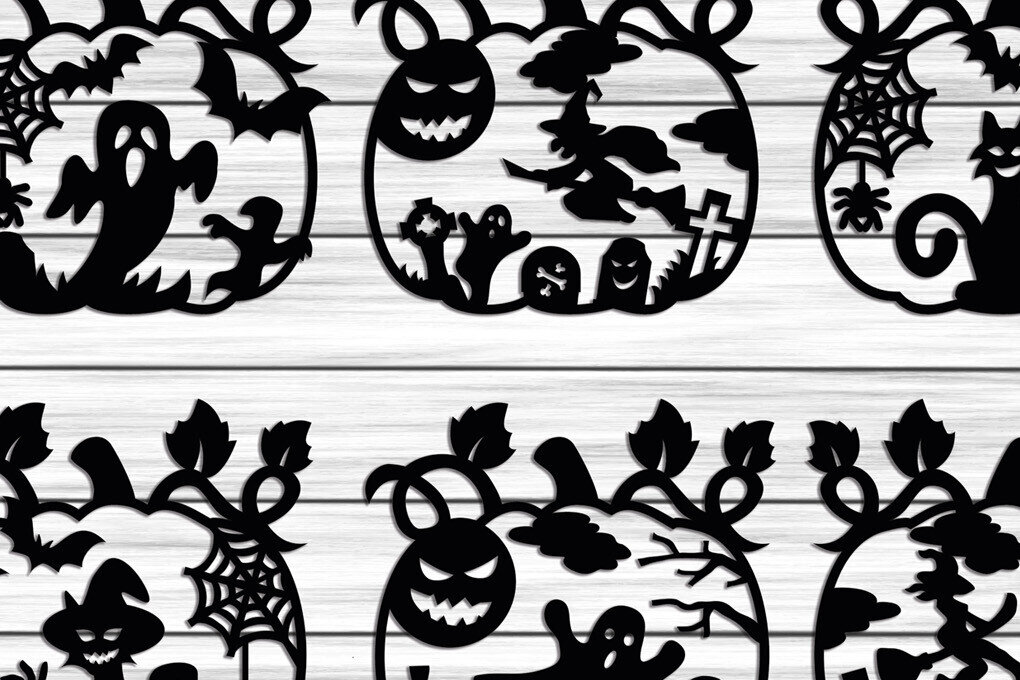 Σετ των 2 Intra απο ξύλο plywood 3mm-4mm πάχος - Διακόσμηση σπιτιού Halloween Pumpkin  Δίασταση 15x15 cm INTRAFABR-103581251