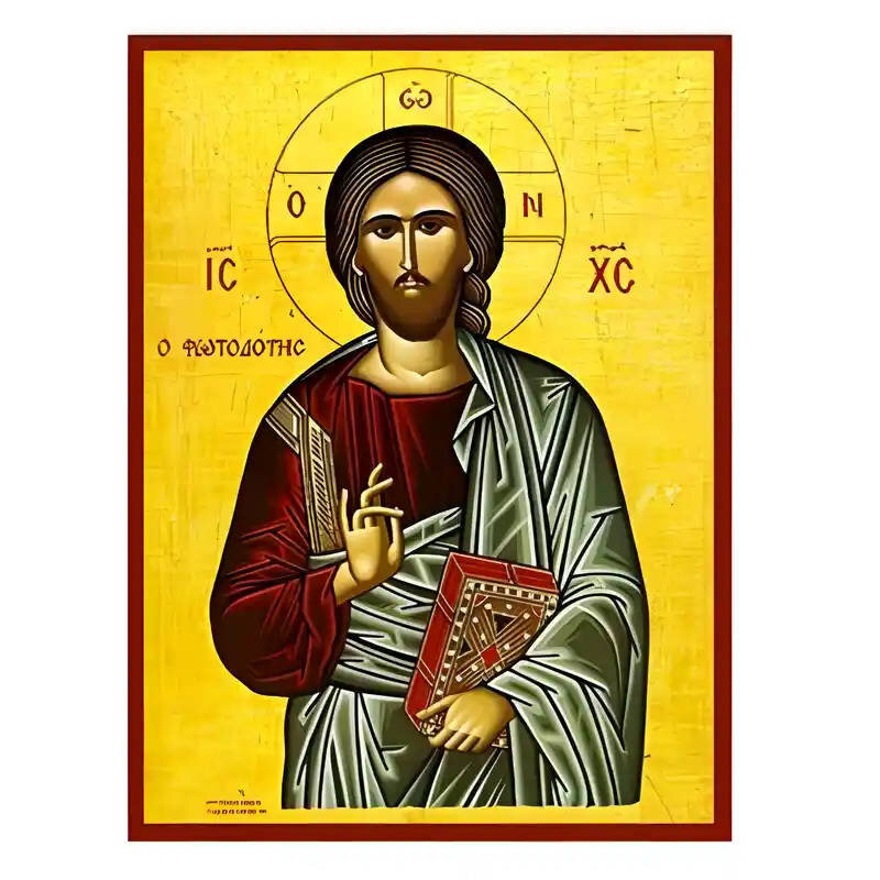 Σετ των 2 Εικόνα Ορθοδοξίας με περίγραμμα χρυσό σε ξύλο Φλαμουρίας  με  βάση Εικόνα Χριστός Ευλογών, Φωτοδότης Χειροποίητη Ελληνορθόδοξη , Κρεμαστή πλάκα βυζαντινής τέχνης, χριστιανική τέχνη Διάσταση 10x7 cm (3,9 x 2,8 ίντσες) INTRAEK-670763