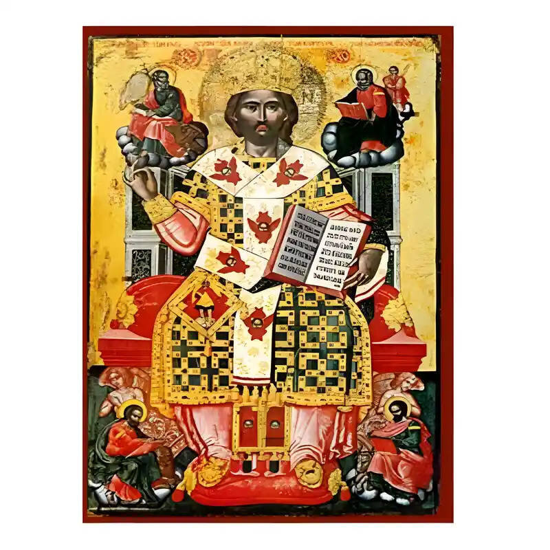 Σετ των 2 Εικόνα Ορθοδοξίας με περίγραμμα χρυσό σε ξύλο Φλαμουρίας  με  βάση Εικόνα Χριστός Μέγας Αρχιερεύς Χειροποίητη Ελληνορθόδοξη , Κρεμαστή πλάκα βυζαντινής τέχνης, χριστιανική τέχνη Διάσταση 10x7 cm (3,9 x 2,8 ίντσες) INTRAEK-670757