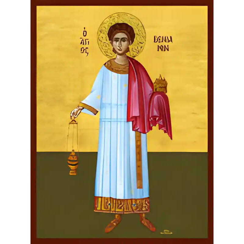 Εικόνα Ορθοδοξίας με περίγραμμα χρυσό σε ξύλο Φλαμουρίας  με  βάση Εικόνα ΑΓΙΟΣ ΒΕΝΙΑΜΙΝ, ΙΕΡΟΜΑΡΤΥΣ, ΕΚ ΠΕΡΣΙΑΣ ΔΙΑΚΟΝΟΣ, ΟΛΟΣΩΜΟΣ Χειροποίητη Ελληνορθόδοξη εικόνα του Ιησού Χριστού, Κρεμαστή πλάκα βυζαντινής τέχνης, χριστιανική τέχνη Διάσταση 40x30 cm (