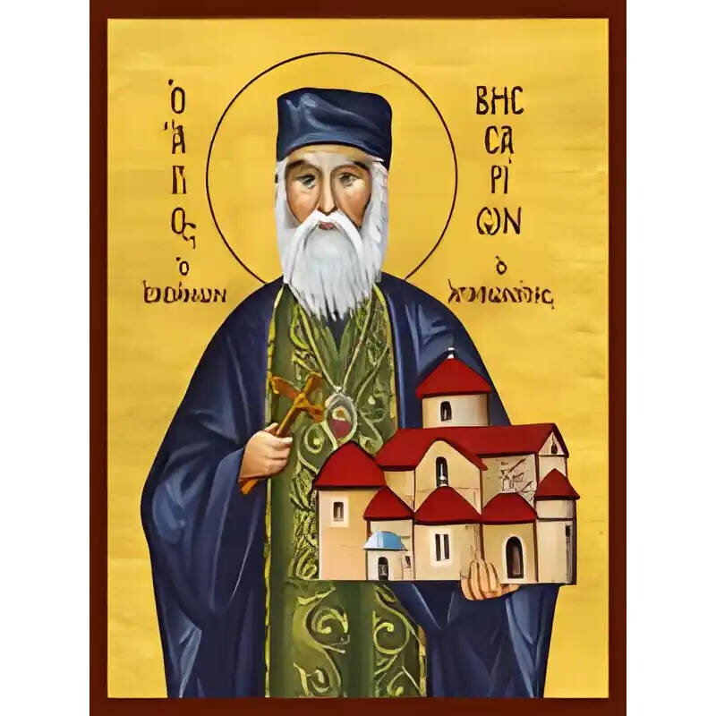 Εικόνα Ορθοδοξίας με περίγραμμα χρυσό σε ξύλο Φλαμουρίας  με  βάση Εικόνα ΑΓΙΟΣ ΒΗΣΣΑΡΙΩΝ Ο ΑΓΑΘΩΝΙΤΗΣ Χειροποίητη Ελληνορθόδοξη εικόνα του Ιησού Χριστού, Κρεμαστή πλάκα βυζαντινής τέχνης, χριστιανική τέχνη Διάσταση 40x30 cm (10,2x7,9 ίντσες)  INTRAEK-144