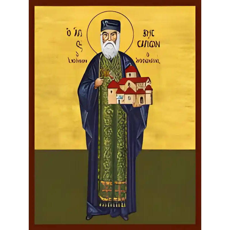 Εικόνα Ορθοδοξίας με περίγραμμα χρυσό σε ξύλο Φλαμουρίας  με  βάση Εικόνα ΑΓΙΟΣ ΒΗΣΣΑΡΙΩΝ Ο ΑΓΑΘΩΝΙΤΗΣ, ΟΛΟΣΩΜΟΣ Χειροποίητη Ελληνορθόδοξη εικόνα του Ιησού Χριστού, Κρεμαστή πλάκα βυζαντινής τέχνης, χριστιανική τέχνη Διάσταση 40x30 cm (10,2x7,9 ίντσες)  I