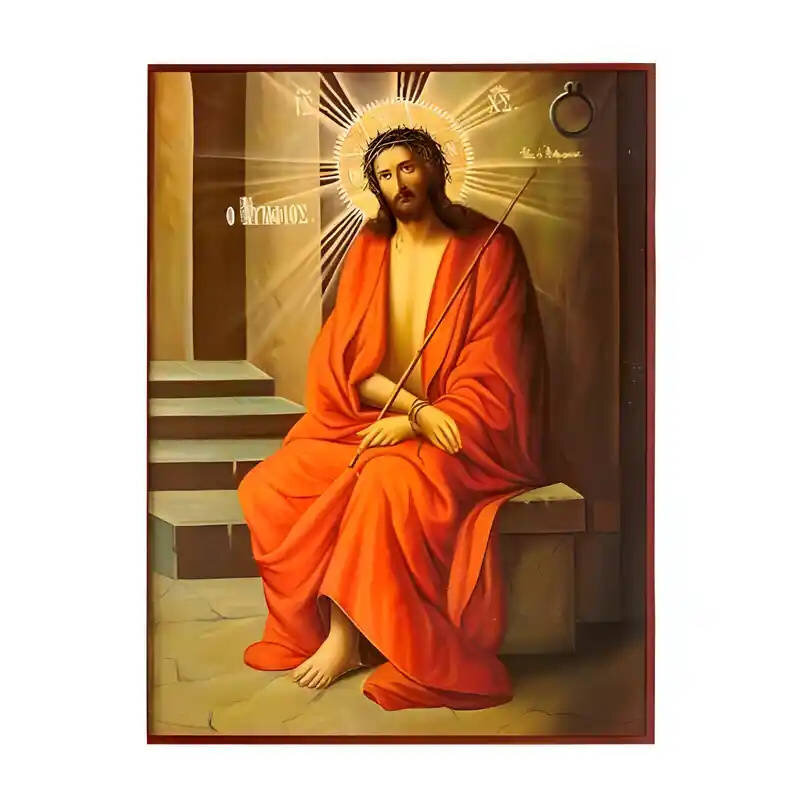 Σετ των 2 Εικόνα Ορθοδοξίας με περίγραμμα χρυσό σε ξύλο Φλαμουρίας  με  βάση Εικόνα Χριστός Νυμφίος Χειροποίητη Ελληνορθόδοξη , Κρεμαστή πλάκα βυζαντινής τέχνης, χριστιανική τέχνη Διάσταση 10x7 cm (3,9 x 2,8 ίντσες) INTRAEK-670746