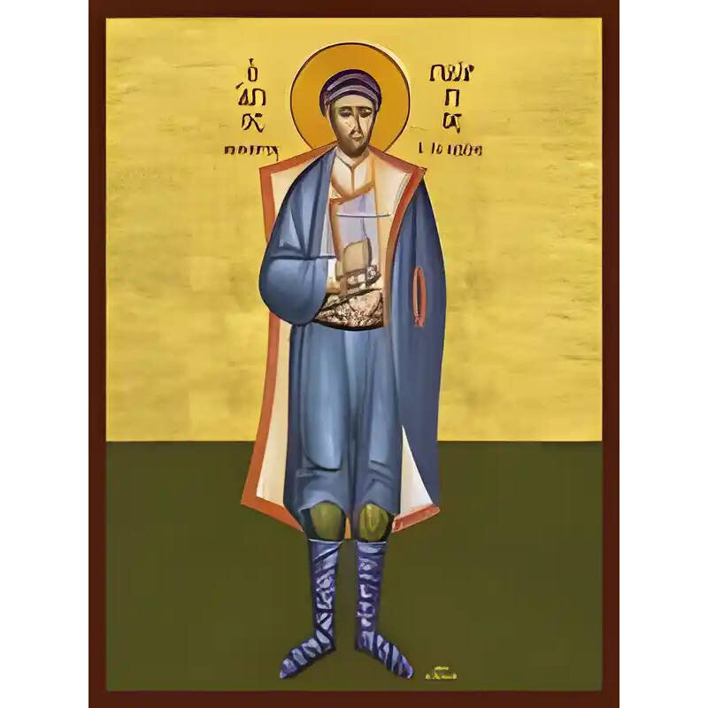 Εικόνα Ορθοδοξίας με περίγραμμα χρυσό σε ξύλο Φλαμουρίας  με  βάση Εικόνα ΑΓΙΟΣ ΓΕΩΡΓΙΟΣ ΝΕΟΜΑΡΤΥΣ, ΕΞ ΑΛΙΚΙΑΝΟΥ ΚΥΔΩΝΙΑΣ, ΚΡΗΤΗ, ΟΛΟΣΩΜΟΣ Χειροποίητη Ελληνορθόδοξη εικόνα του Ιησού Χριστού, Κρεμαστή πλάκα βυζαντινής τέχνης, χριστιανική τέχνη Διάσταση 40x