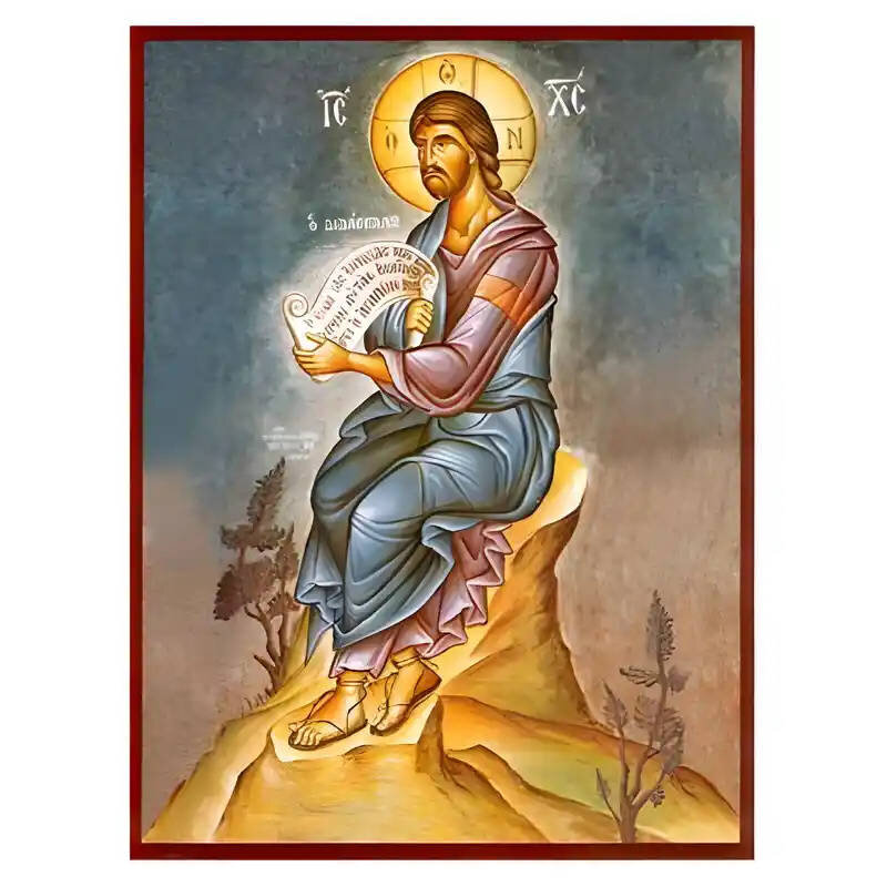 Σετ των 2 Εικόνα Ορθοδοξίας με περίγραμμα χρυσό σε ξύλο Φλαμουρίας  με  βάση Εικόνα Χριστός, ο Διδάσκαλος Χειροποίητη Ελληνορθόδοξη , Κρεμαστή πλάκα βυζαντινής τέχνης, χριστιανική τέχνη Διάσταση 10x7 cm (3,9 x 2,8 ίντσες) INTRAEK-670727