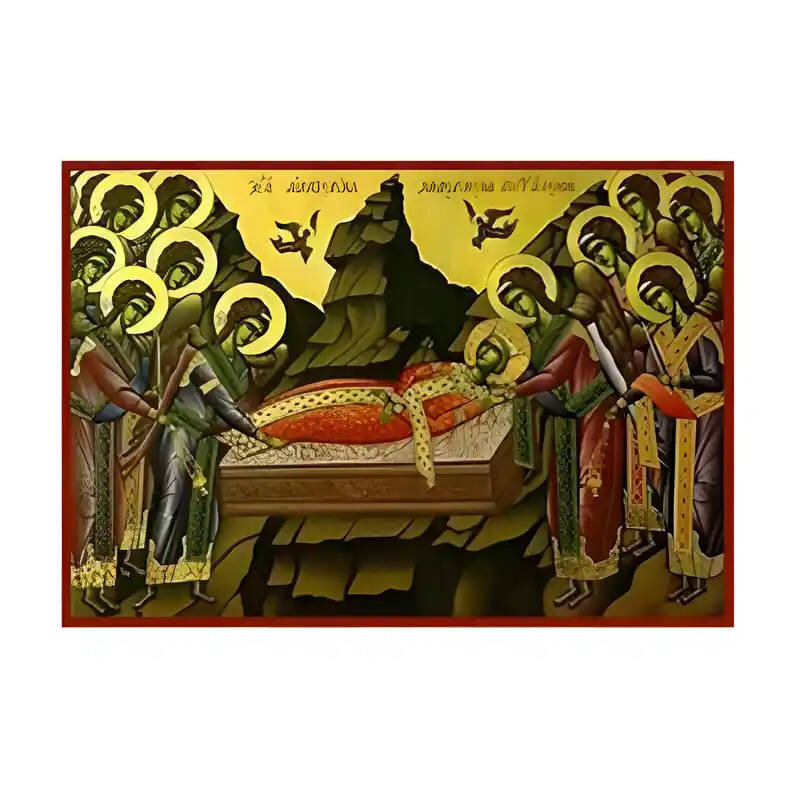 Σετ των 2 Εικόνα Ορθοδοξίας με περίγραμμα χρυσό σε ξύλο Φλαμουρίας  με  βάση Εικόνα Αγία Αικατερίνη, Κηδευομενη υπο των Αγγέλων Χειροποίητη Ελληνορθόδοξη , Κρεμαστή πλάκα βυζαντινής τέχνης, χριστιανική τέχνη Διάσταση 10x7 cm (3,9 x 2,8 ίντσες) INTRAEK-670