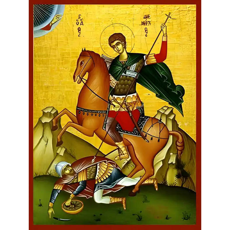 Εικόνα Ορθοδοξίας με περίγραμμα χρυσό σε ξύλο Φλαμουρίας  με  βάση Εικόνα ΑΓΙΟΣ ΔΗΜΗΤΡΙΟΣ Ο ΜΥΡΟΒΛΥΤΗΣ, ΕΦΙΠΠΟΣ Χειροποίητη Ελληνορθόδοξη εικόνα του Ιησού Χριστού, Κρεμαστή πλάκα βυζαντινής τέχνης, χριστιανική τέχνη Διάσταση 40x30 cm (10,2x7,9 ίντσες)  IN