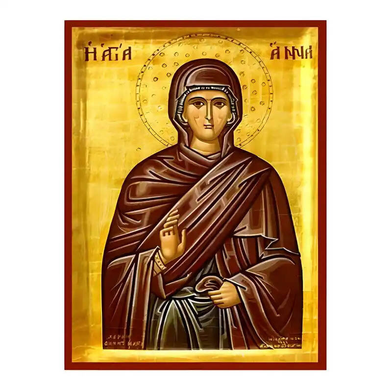 Σετ των 2 Εικόνα Ορθοδοξίας με περίγραμμα χρυσό σε ξύλο Φλαμουρίας  με  βάση Εικόνα Αγία Άννα Χειροποίητη Ελληνορθόδοξη , Κρεμαστή πλάκα βυζαντινής τέχνης, χριστιανική τέχνη Διάσταση 10x7 cm (3,9 x 2,8 ίντσες) INTRAEK-670683