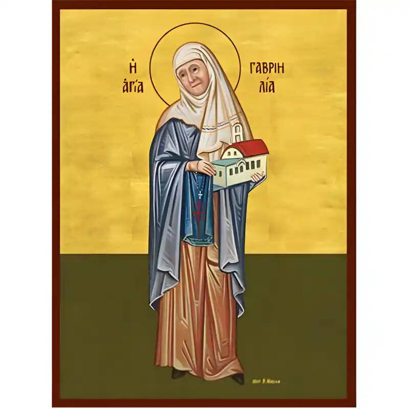 Σετ των 2 Εικόνα Ορθοδοξίας με περίγραμμα χρυσό σε ξύλο Φλαμουρίας  με  βάση Εικόνα Αγία Γαβριηλία Χειροποίητη Ελληνορθόδοξη , Κρεμαστή πλάκα βυζαντινής τέχνης, χριστιανική τέχνη Διάσταση 10x7 cm (3,9 x 2,8 ίντσες) INTRAEK-670661