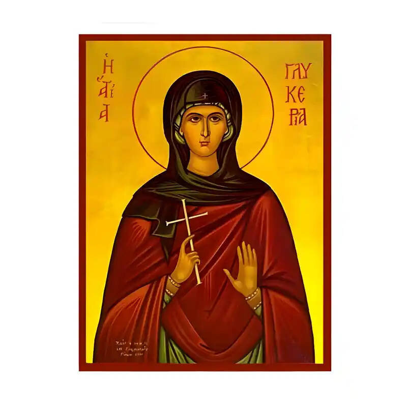 Σετ των 2 Εικόνα Ορθοδοξίας με περίγραμμα χρυσό σε ξύλο Φλαμουρίας  με  βάση Εικόνα Αγία Γλυκερία Χειροποίητη Ελληνορθόδοξη , Κρεμαστή πλάκα βυζαντινής τέχνης, χριστιανική τέχνη Διάσταση 10x7 cm (3,9 x 2,8 ίντσες) INTRAEK-670658