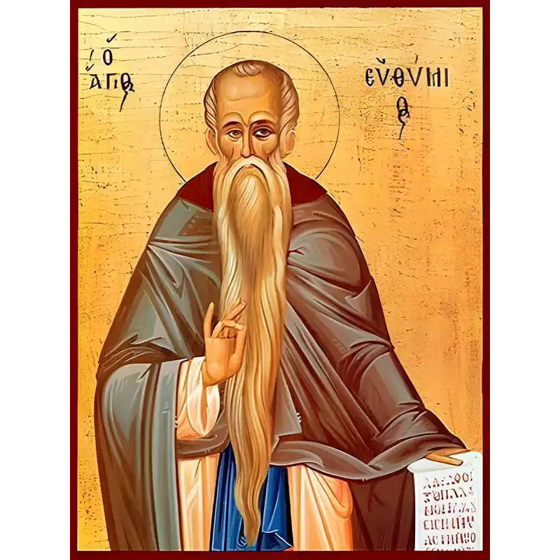 Εικόνα Ορθοδοξίας με περίγραμμα χρυσό σε ξύλο Φλαμουρίας  με  βάση Εικόνα ΑΓΙΟΣ ΕΥΘΥΜΙΟΣ, Ο ΜΕΓΑΣ Χειροποίητη Ελληνορθόδοξη εικόνα του Ιησού Χριστού, Κρεμαστή πλάκα βυζαντινής τέχνης, χριστιανική τέχνη Διάσταση 40x30 cm (10,2x7,9 ίντσες)  INTRAEK-14477578