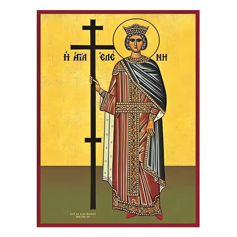 Σετ των 2 Εικόνα Ορθοδοξίας με περίγραμμα χρυσό σε ξύλο Φλαμουρίας  με  βάση Εικόνα Αγία Ελένη Χειροποίητη Ελληνορθόδοξη , Κρεμαστή πλάκα βυζαντινής τέχνης, χριστιανική τέχνη Διάσταση 10x7 cm (3,9 x 2,8 ίντσες) INTRAEK-670645