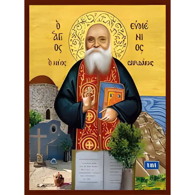 Εικόνα Ορθοδοξίας με περίγραμμα χρυσό σε ξύλο Φλαμουρίας  με  βάση Εικόνα ΑΓΙΟΣ ΕΥΜΕΝΙΟΣ ΣΑΡΙΔΑΚΗΣ, Ο ΤΑΦΟΣ Χειροποίητη Ελληνορθόδοξη εικόνα του Ιησού Χριστού, Κρεμαστή πλάκα βυζαντινής τέχνης, χριστιανική τέχνη Διάσταση 40x30 cm (10,2x7,9 ίντσες)  INTRAE