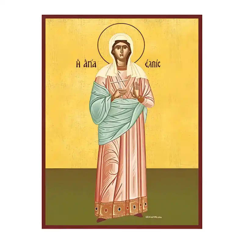 Σετ των 2 Εικόνα Ορθοδοξίας με περίγραμμα χρυσό σε ξύλο Φλαμουρίας  με  βάση Εικόνα Αγία Ελπίδα Χειροποίητη Ελληνορθόδοξη , Κρεμαστή πλάκα βυζαντινής τέχνης, χριστιανική τέχνη Διάσταση 10x7 cm (3,9 x 2,8 ίντσες) INTRAEK-670641