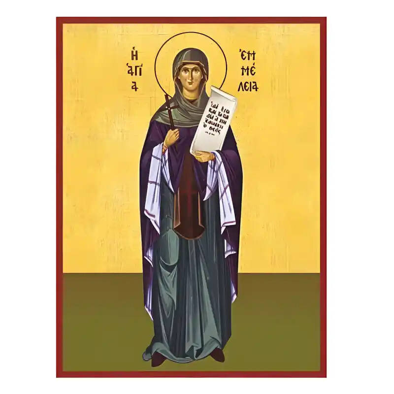 Σετ των 2 Εικόνα Ορθοδοξίας με περίγραμμα χρυσό σε ξύλο Φλαμουρίας  με  βάση Εικόνα Αγία Εμμέλεια Χειροποίητη Ελληνορθόδοξη , Κρεμαστή πλάκα βυζαντινής τέχνης, χριστιανική τέχνη Διάσταση 10x7 cm (3,9 x 2,8 ίντσες) INTRAEK-670639