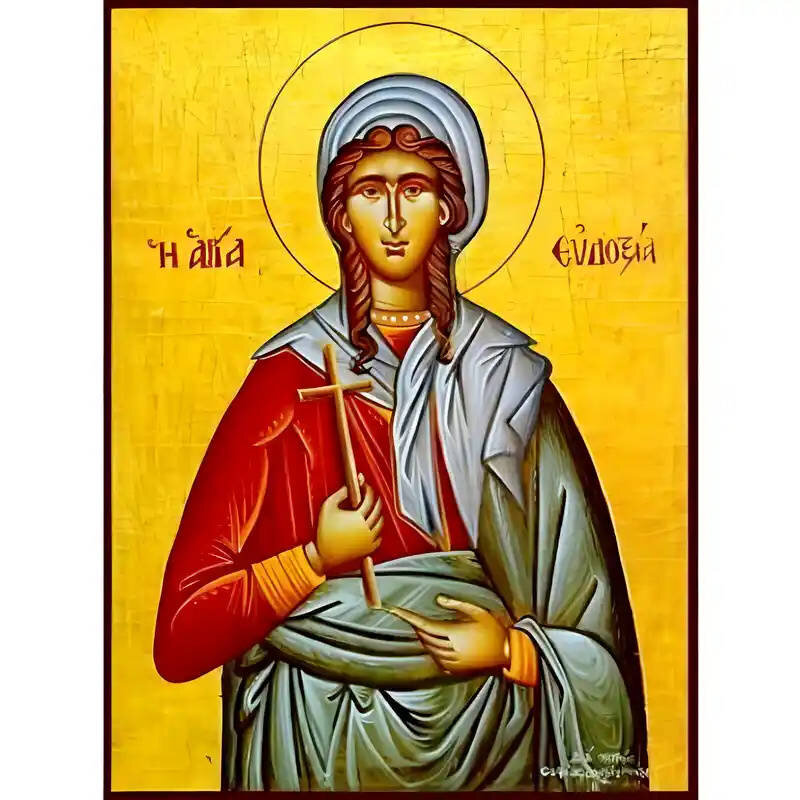 Σετ των 2 Εικόνα Ορθοδοξίας με περίγραμμα χρυσό σε ξύλο Φλαμουρίας  με  βάση Εικόνα Αγία Ευδοξία Χειροποίητη Ελληνορθόδοξη , Κρεμαστή πλάκα βυζαντινής τέχνης, χριστιανική τέχνη Διάσταση 10x7 cm (3,9 x 2,8 ίντσες) INTRAEK-670633