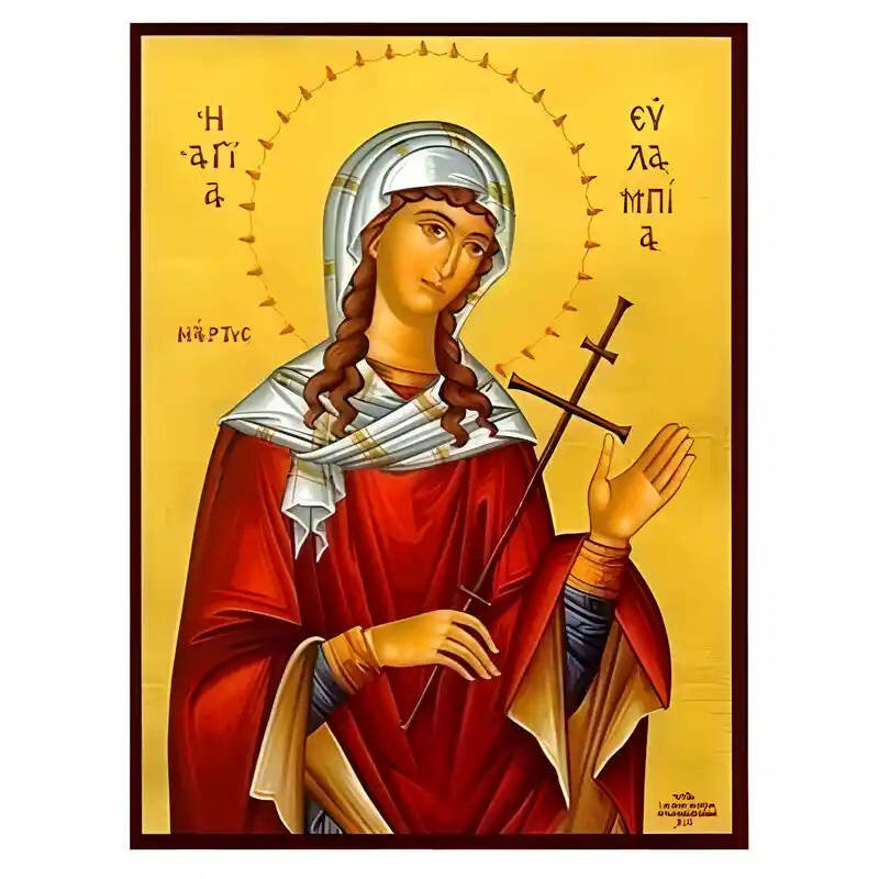 Σετ των 2 Εικόνα Ορθοδοξίας με περίγραμμα χρυσό σε ξύλο Φλαμουρίας  με  βάση Εικόνα Αγία Ευλαμπία Χειροποίητη Ελληνορθόδοξη , Κρεμαστή πλάκα βυζαντινής τέχνης, χριστιανική τέχνη Διάσταση 10x7 cm (3,9 x 2,8 ίντσες) INTRAEK-670631