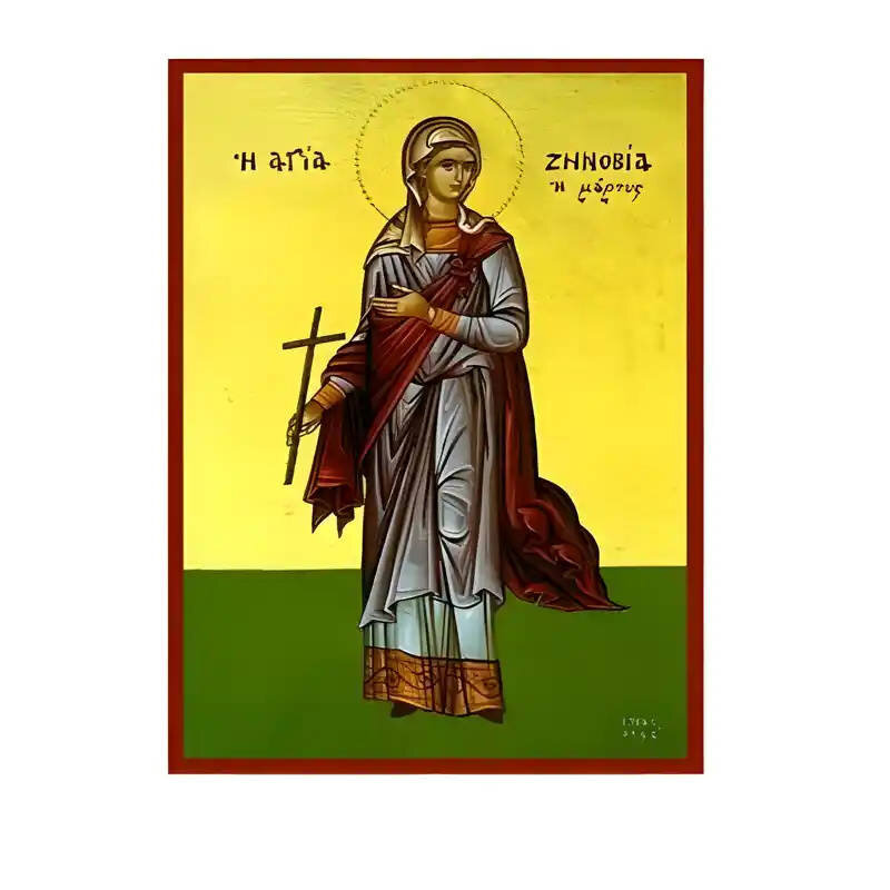 Σετ των 2 Εικόνα Ορθοδοξίας με περίγραμμα χρυσό σε ξύλο Φλαμουρίας  με  βάση Εικόνα Αγία Ζηνοβία Χειροποίητη Ελληνορθόδοξη , Κρεμαστή πλάκα βυζαντινής τέχνης, χριστιανική τέχνη Διάσταση 10x7 cm (3,9 x 2,8 ίντσες) INTRAEK-670623