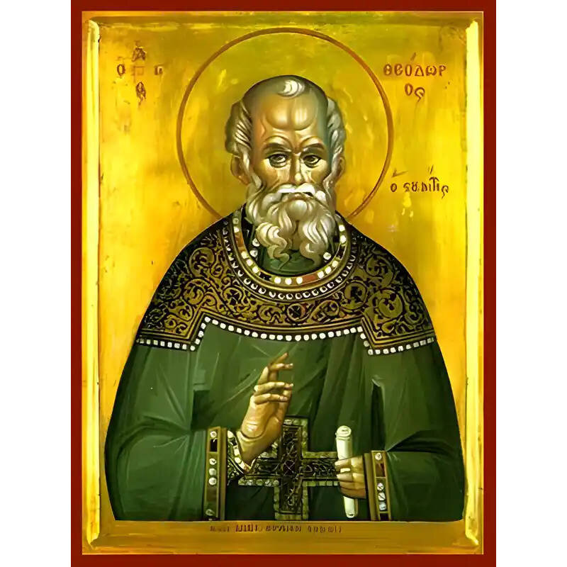 Εικόνα Ορθοδοξίας με περίγραμμα χρυσό σε ξύλο Φλαμουρίας  με  βάση Εικόνα ΑΓΙΟΣ ΘΕΟΔΩΡΟΣ, Ο ΣΤΟΥΔΙΤΗΣ Χειροποίητη Ελληνορθόδοξη εικόνα του Ιησού Χριστού, Κρεμαστή πλάκα βυζαντινής τέχνης, χριστιανική τέχνη Διάσταση 40x30 cm (10,2x7,9 ίντσες)  INTRAEK-1447