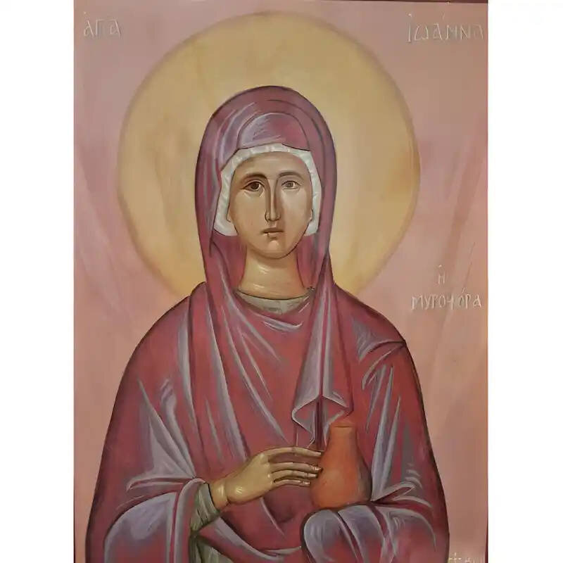 Σετ των 2 Εικόνα Ορθοδοξίας με περίγραμμα χρυσό σε ξύλο Φλαμουρίας  με  βάση Εικόνα Αγία Ιωάννα Χειροποίητη Ελληνορθόδοξη , Κρεμαστή πλάκα βυζαντινής τέχνης, χριστιανική τέχνη Διάσταση 10x7 cm (3,9 x 2,8 ίντσες) INTRAEK-670603