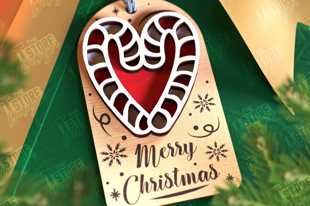 Σετ των 2 Intra απο ξύλο plywood  Χρώμα wenge 3mm-4mm πάχος - Χριστουγεννιάτικη ετικέτα | Ετικέτα δώρου | Διακοπές |CNC Δίασταση 15x15 cm INTRAFABR-101185308