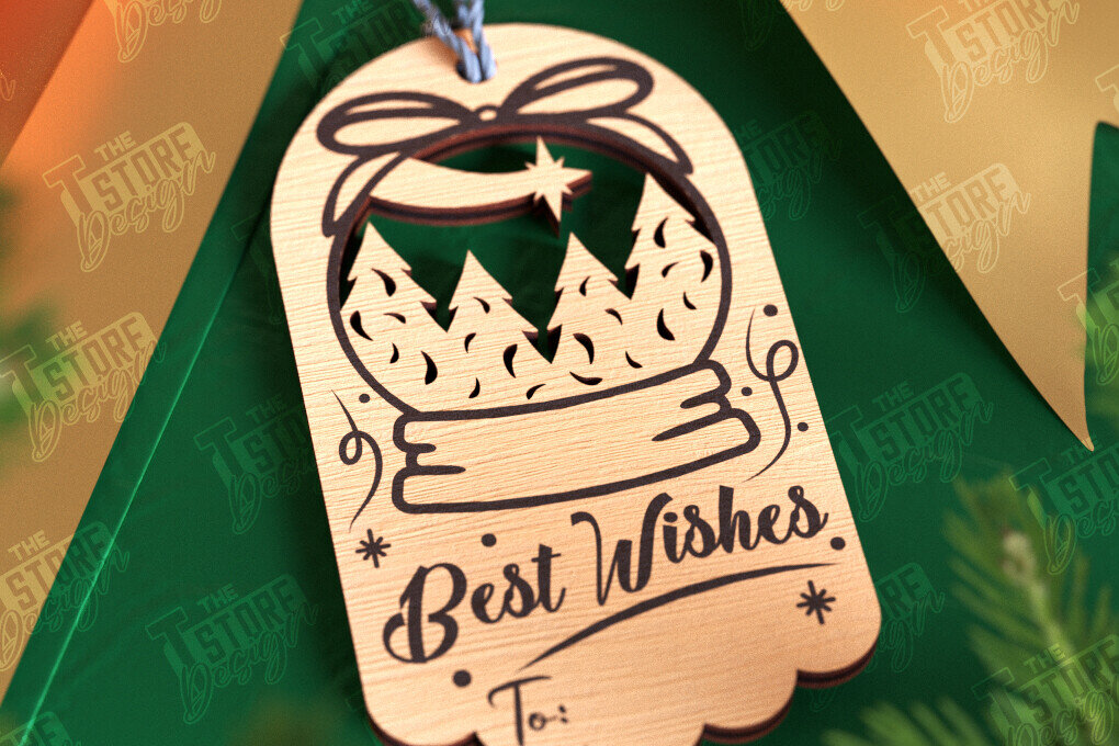 Σετ των 2 Intra απο ξύλο plywood  Χρώμα wenge 3mm-4mm πάχος - Χριστουγεννιάτικη ετικέτα | Ετικέτα δώρου | Διακοπές |CNC Δίασταση 15x15 cm INTRAFABR-101185352