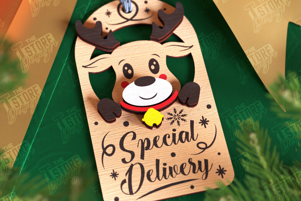 Σετ των 2 Intra απο ξύλο plywood  Χρώμα wenge 3mm-4mm πάχος - Χριστουγεννιάτικη ετικέτα | Ετικέτα δώρου | Διακοπές |CNC Δίασταση 15x15 cm INTRAFABR-101185520